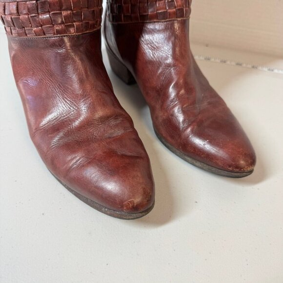 Vintage Redwood Leather Made in Italy Western Boho Tall Boots Size 40 1/2 - Picture 5 of 16
